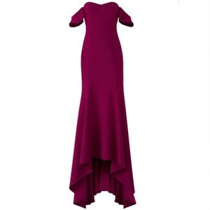 🩹 LIKELY Maroon Purple Sunset Off Shoulder Gown, Sz 6